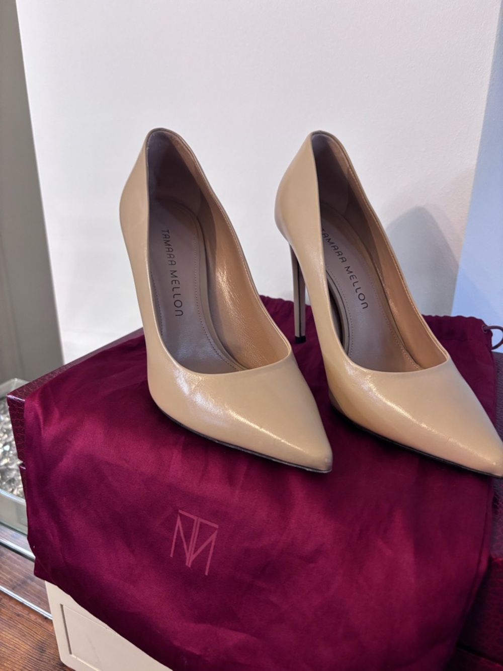 Tamara Mellon  Beige Pointed-Toe Stiletto Pumps